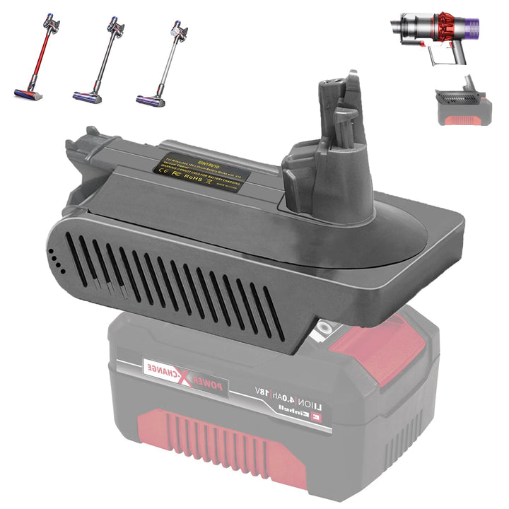 JJXNDO für Dyson V10 Akku Ersatz, V10 Adapter für Einhell 18V Li-Ionen Akku Power X-Change Konverter
