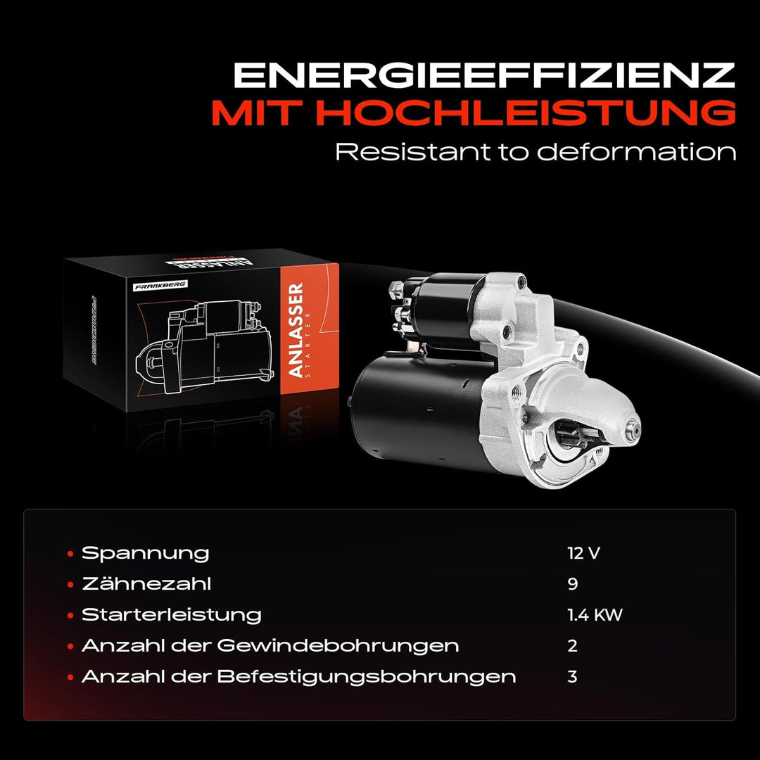 Frankberg Anlasser Starter Benzin Kompatibel mit E46 320 323 330 1998-2007 E60 520 525 530 Z3 R.o.a.