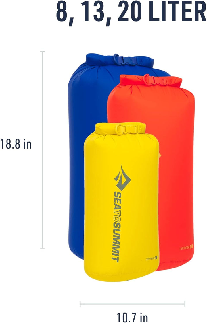 Sea to Summit Lightweight Dry Packsack Set, Sulphur-Spicy orange-surf, 8l+13l+20l 8 l, 13 l und 20 l