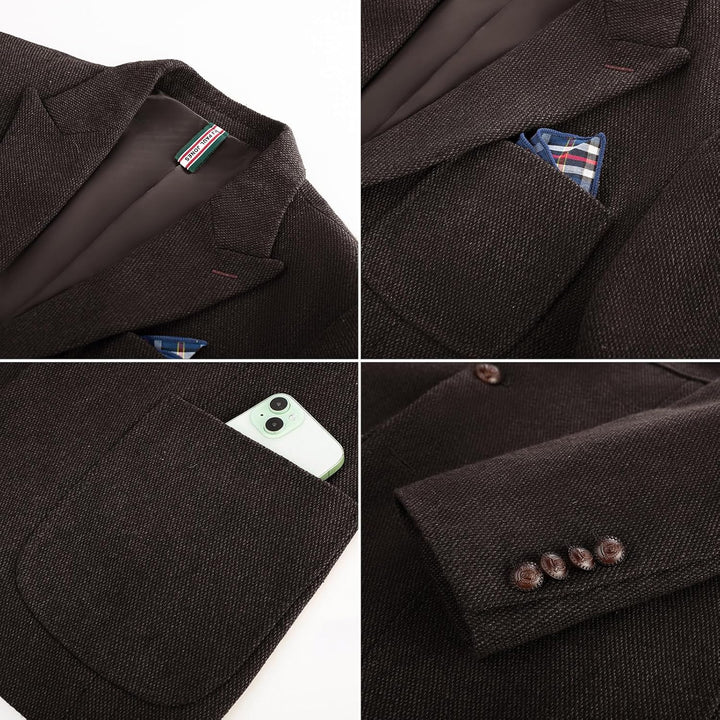 PJ PAUL JONES Sakko Herren 2 Knöpfe Tweed Wolle British Blazer Regular Fit Business Anzugjacke Männe