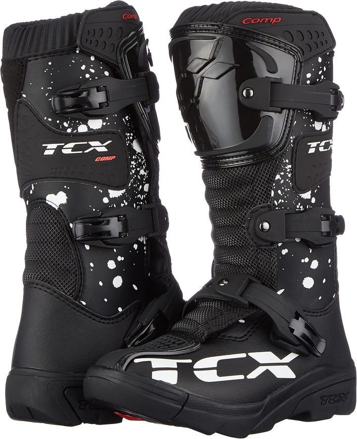 TCX Herren Motorcycle Boot 39 EU Schwarz Weiss, 39 EU Schwarz Weiss