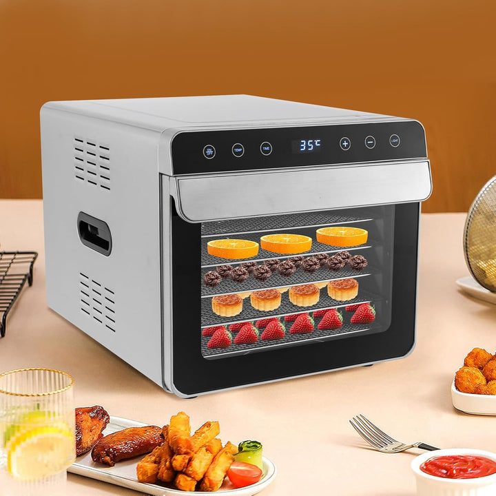 Dörrautomat, Edelstahl Dörrgerät mit 6 Einlegefächer Obsttrockner Food Dehydrator Dörrapparat für Ob