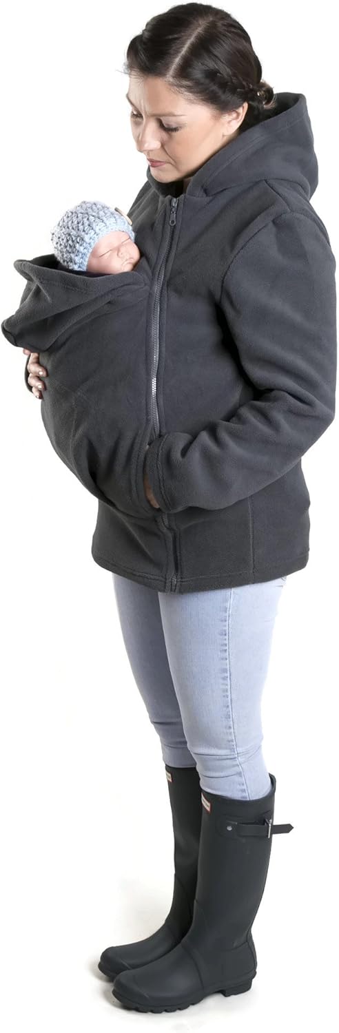 FUN2BEMUM Tragejacke Tragepullover für Mama & Baby Basic Graphit S Grau, S Grau