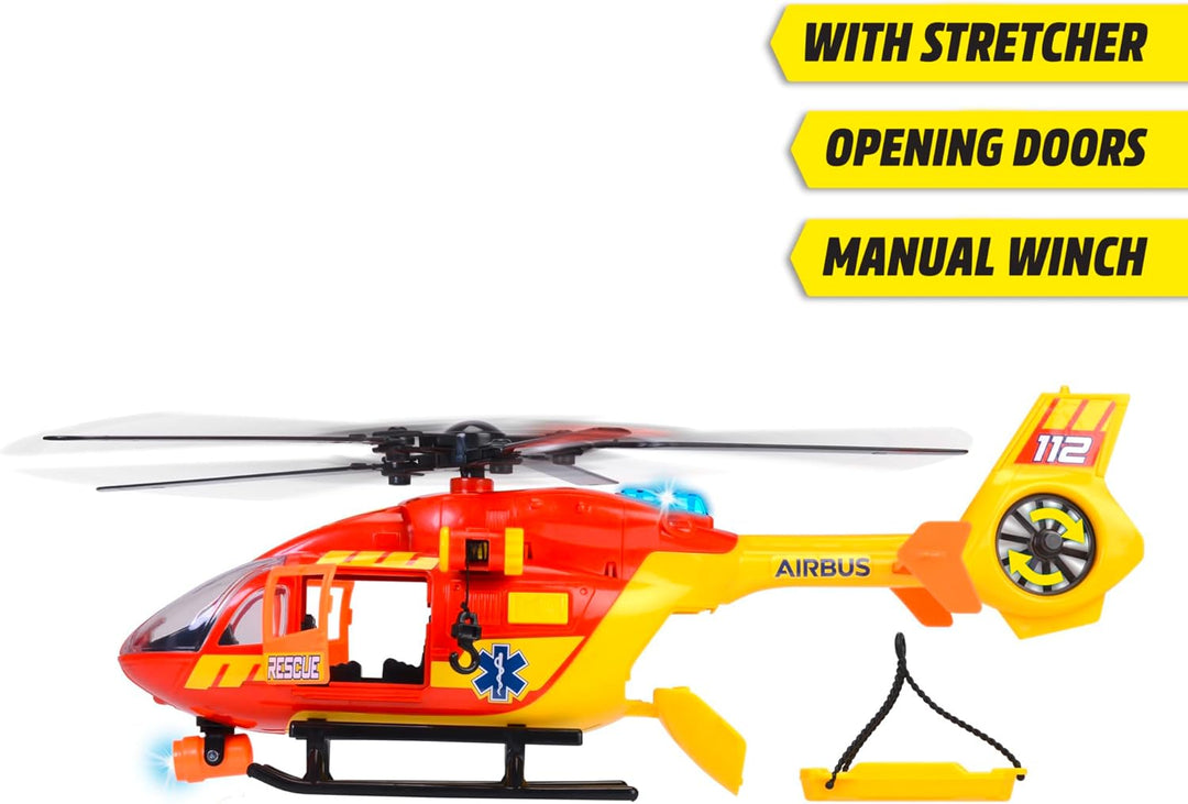 Dickie Toys - Rettungs-Hubschrauber Airbus H145 (36 cm) - Spielzeug-Helikopter mit Aufzieh-Propeller