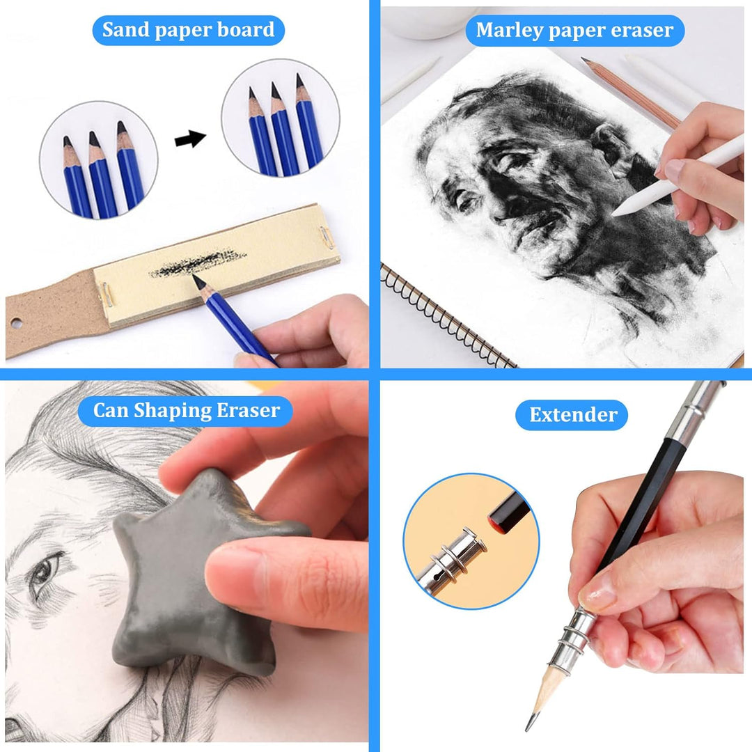 145 Stück Bleistifte Skizzierstifte Set, Zeichenstift-Set Skizzieren Zeichnen Zeichenset Profi Art S