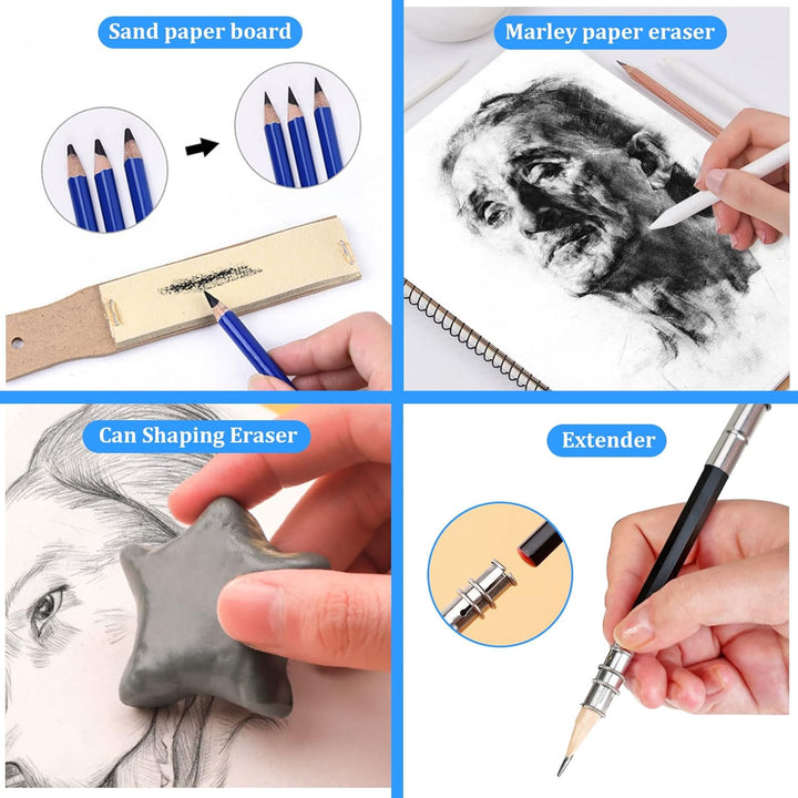 145 Stück Bleistifte Skizzierstifte Set, Zeichenstift-Set Skizzieren Zeichnen Zeichenset Profi Art S