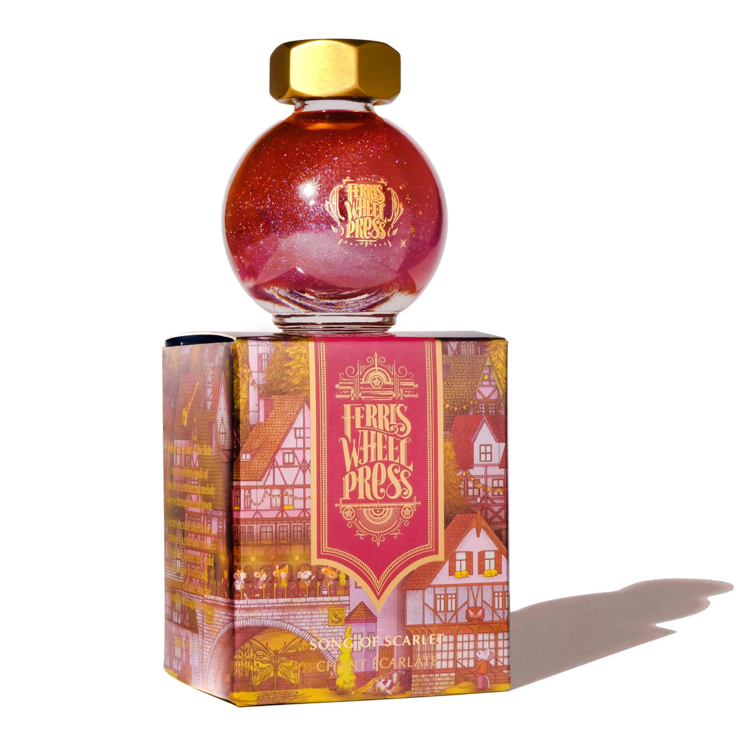Ferris Wheel Press Fountain Pen Ink | FerriTales Collection | Scarlet Red with Blue Shimmer and yell