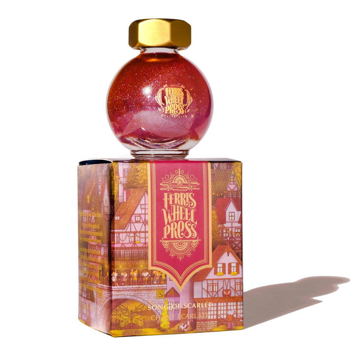 Ferris Wheel Press Fountain Pen Ink | FerriTales Collection | Scarlet Red with Blue Shimmer and yell