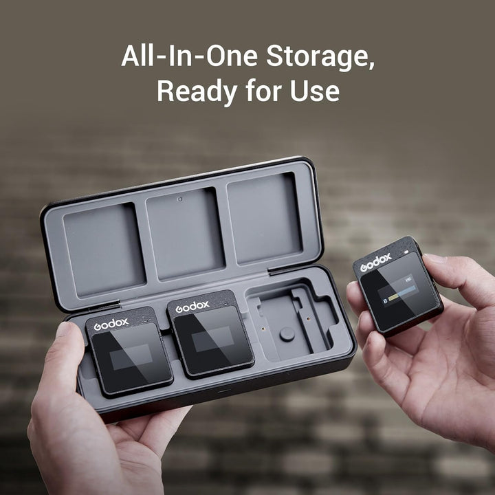 Godox MoveLink II M2 Drahtloses Mikrofonsystem (2 TX + 1 RX + Ladekoffer), 2.4G Wireless Noise Cance