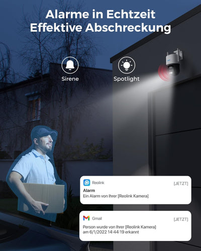 Reolink 4K Wi-Fi 6 PT Überwachungskamera Aussen Set, 2X WLAN Kameras Outdoor mit 355° Pan & 50° Tilt