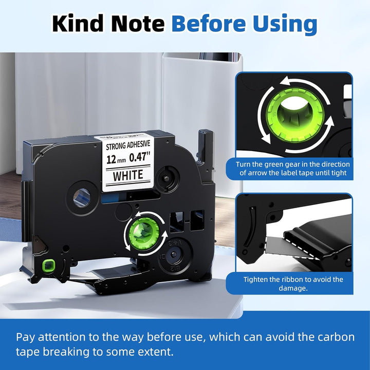 Tze-s231 Schriftband Kompatibel mit Brother P-touch Extra Stark Klebend für Brother P-touch PT-H105,