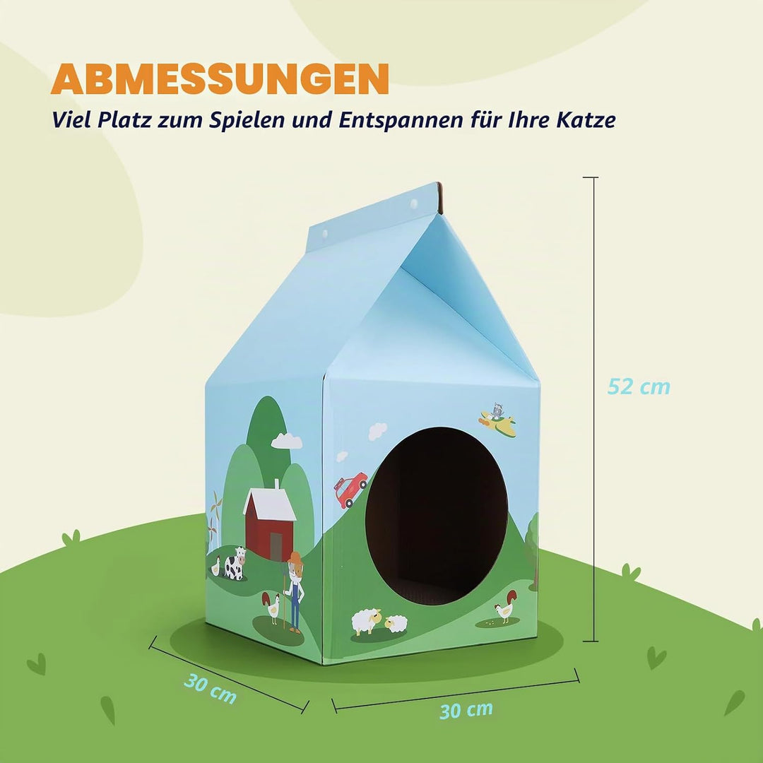 Nobleza Katzenhaus Pappe mit Kratzbretter Katze & Katzenminze, Einfach zu Montierendes Katzen Kratzm