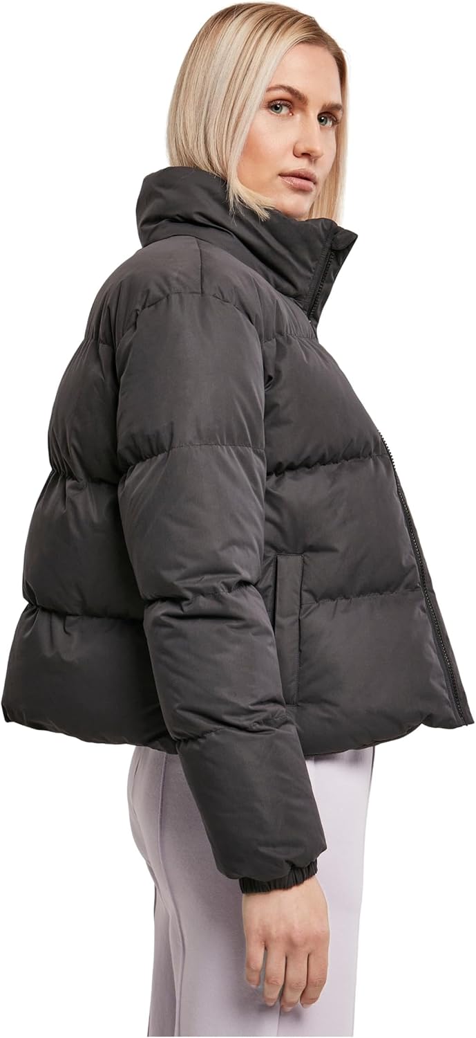 Urban Classics Damen Ladies Short Peached Puffer Jacket Jacke M Schwarz, M Schwarz