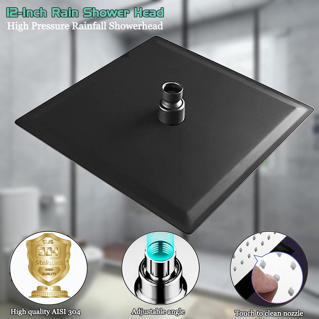 Ohotecy 12 Zoll(30cm) Regendusche Duschkopf Edelstahl AISI304 Regenbrause Anti-Kalk-Düsen Duschkopf