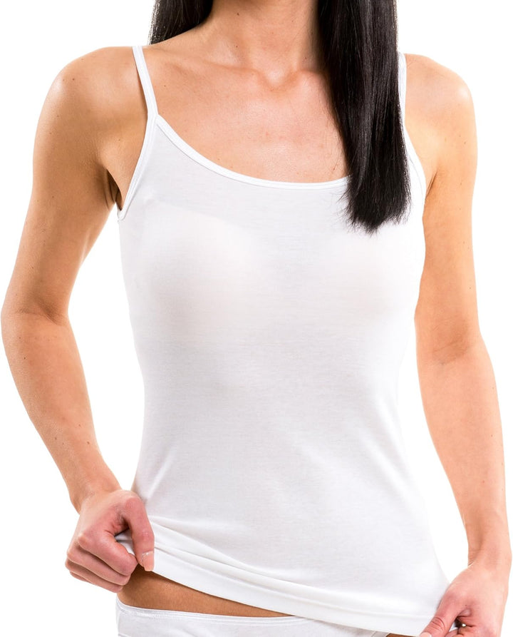 HERMKO 1560 3er Pack Damen Träger Top - 100% Bio-Baumwolle, Unterhemd in Feinripp-Qualität - Weich,