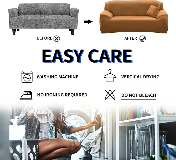 Lydevo Sofabezug 3 Sitzer Stretch Sofahusse Elastischer Sofabezug Spandex Sofa Überzug mit 2 Kissenb