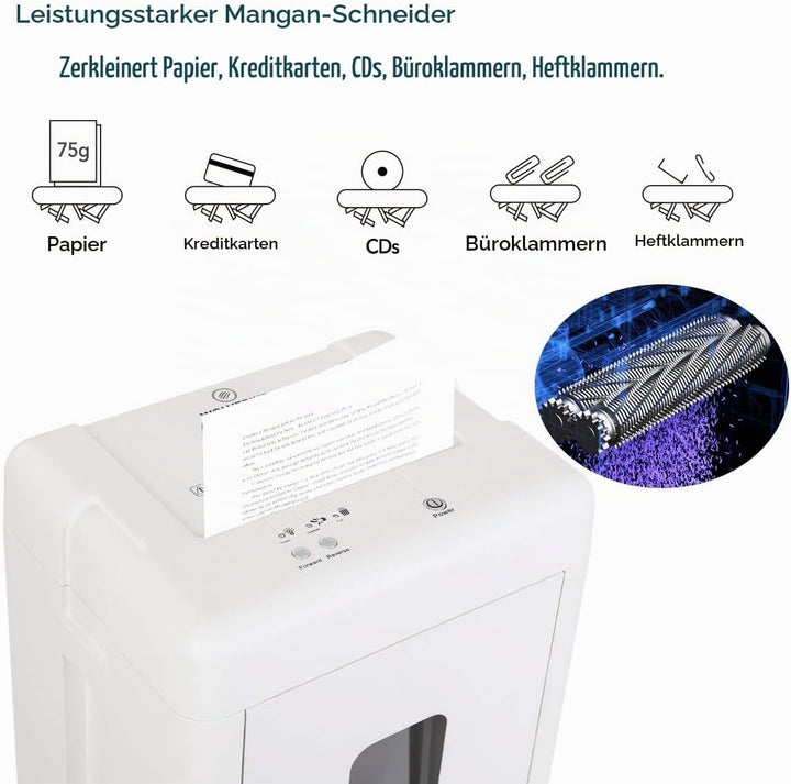 WOLVERINE 15-Blatt-P5-Hochsicherheits-Aktenvernichter mit Super-Mikroschnitt für schweres Papier, CD
