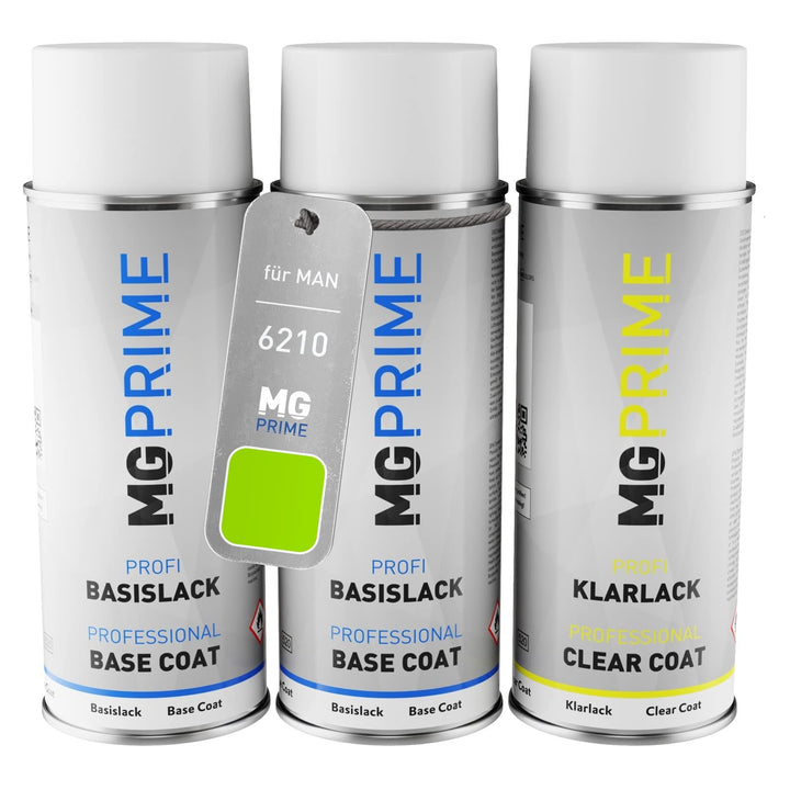 MG PRIME Autolack Sprühdosen Set für MAN 6210 Green Grundlack Basislack Klarlack Spraydose 400ml