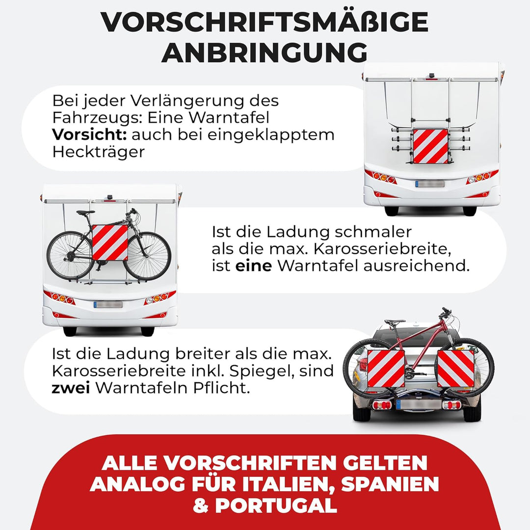 MATADORES Premium 2in1 Warntafel für Italien UND Spanien + Portugal inkl. Tasche | Aluminium, 50x50c
