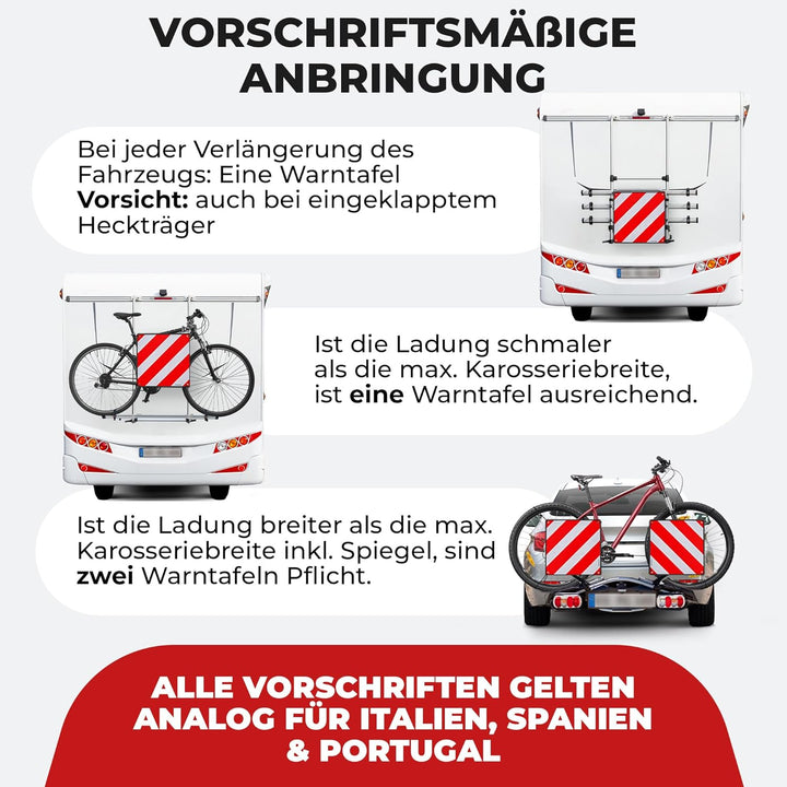 MATADORES Premium 2in1 Warntafel für Italien UND Spanien + Portugal inkl. Tasche | Aluminium, 50x50c
