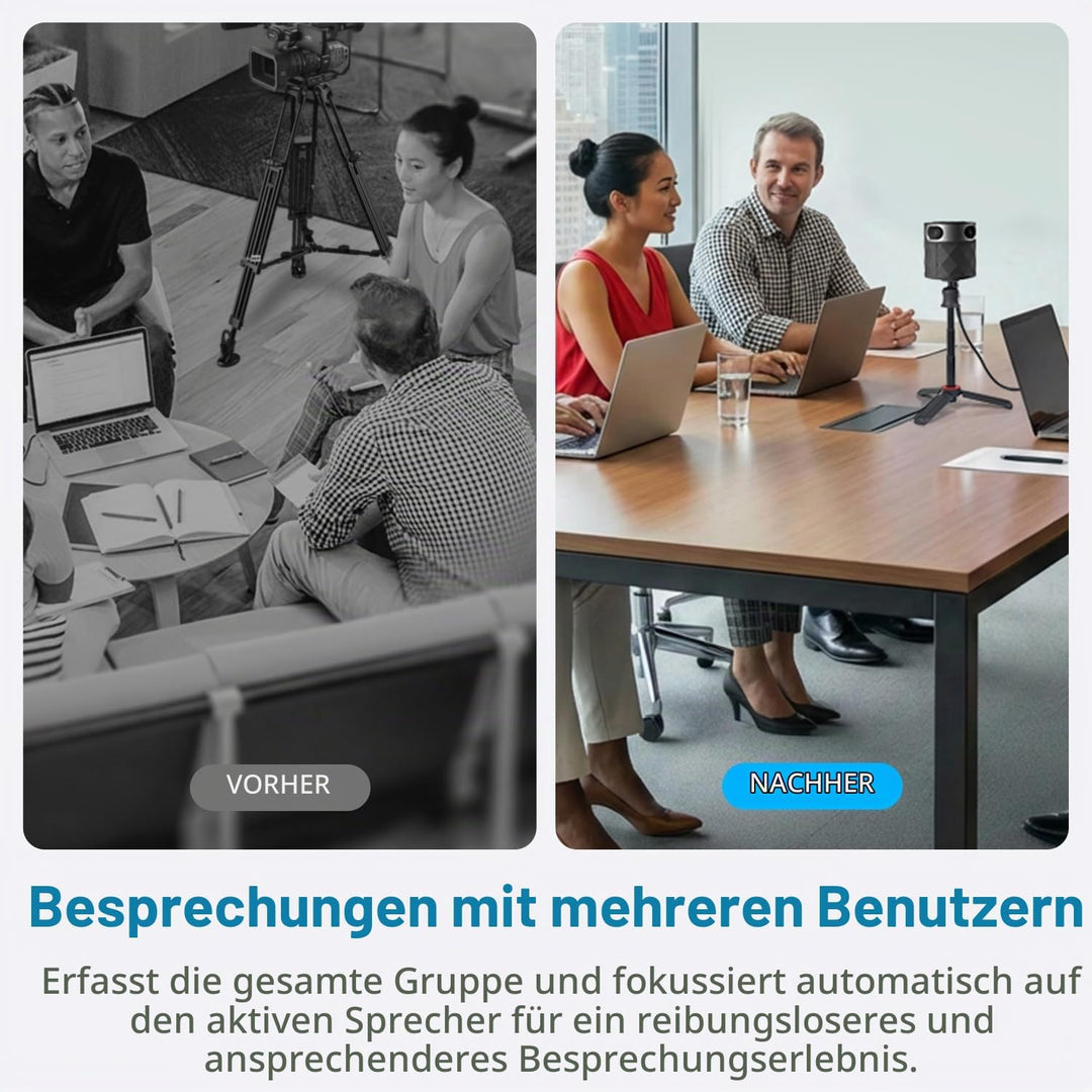 PANOCORE360 All-in-One Konferenzkamera – 360°-Konferenzkamera für PC und Mac, mit Lautsprecher und M