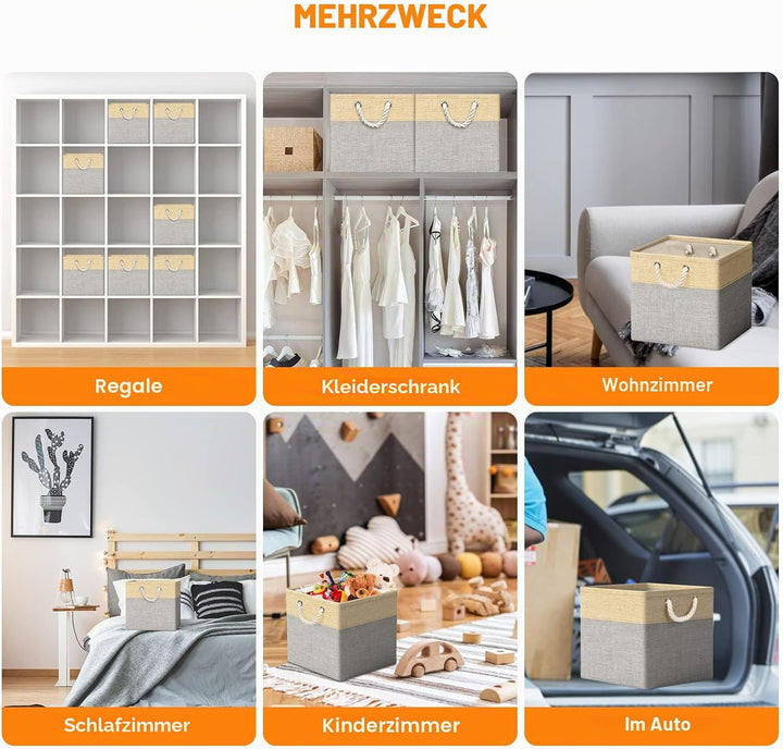 RIWNNI Aufbewahrungsbox Stoff 30x30 [4-Pack], Faltbarer Aufbewahrungsbox für Stoff, Ideal für Kallax