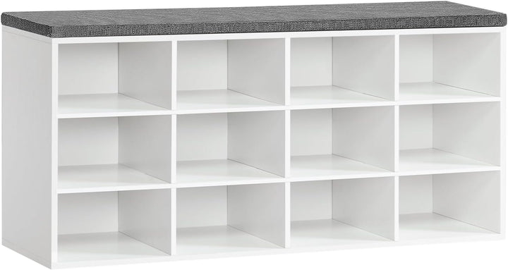 HOOBRO Schuhbank mit 12 Fächern, Schuhregal mit gepolsterter Sitzbank, Schuhschrank, für Flur, Wohnz