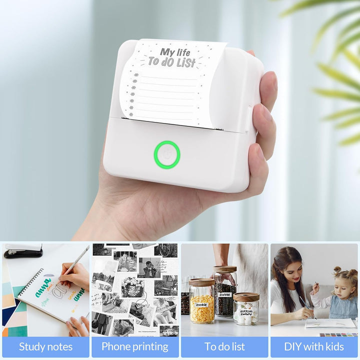 Mini Drucker tragbarer Mini Printer, Mini Fotodrucker Wireless Taschendrucker Thermodrucker Smartpho