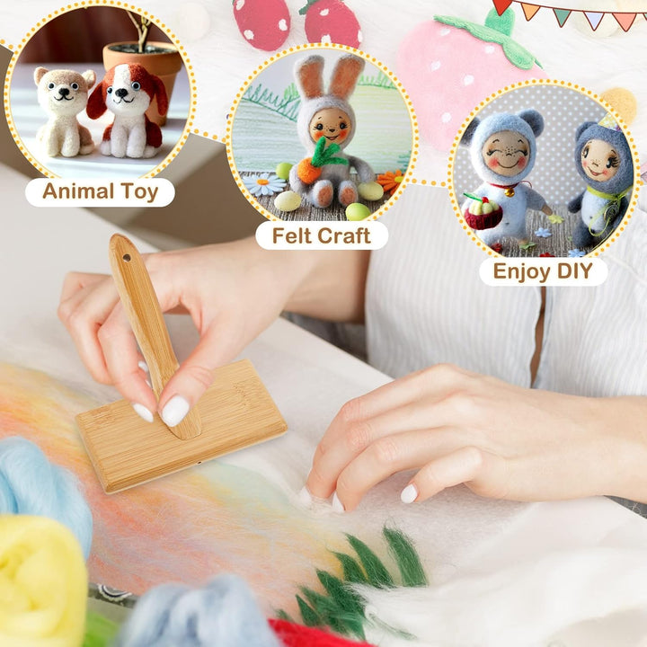 4 Pcs Wool Blending Board Carding Brush Set Wool Hand Carders Wood Brushes Wool Carders Needle Filti