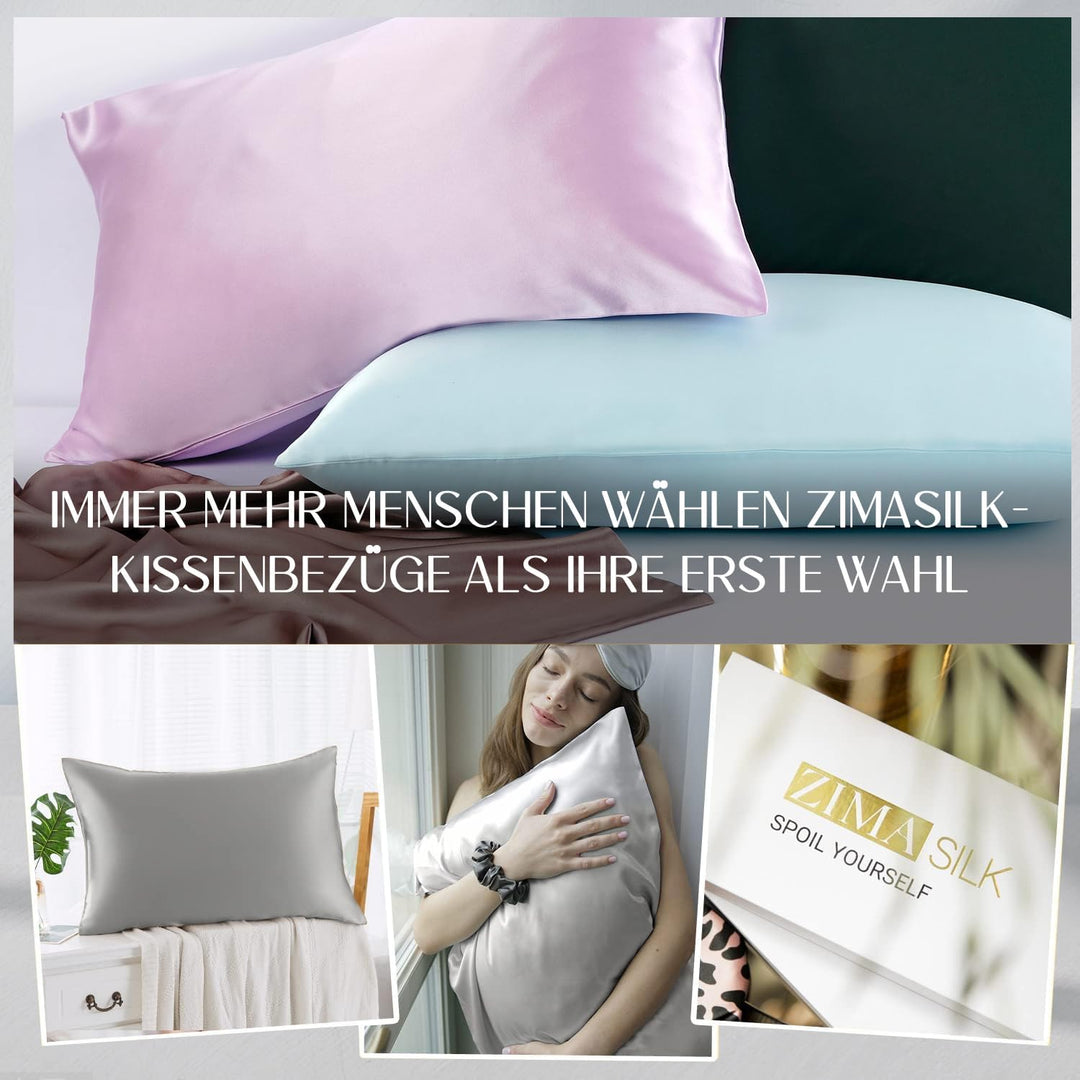 ZIMASILK Kissenbezug aus 100% Seide für Haare und Haut. Doppelseitige 19 Momme Reine Maulbeerseide K