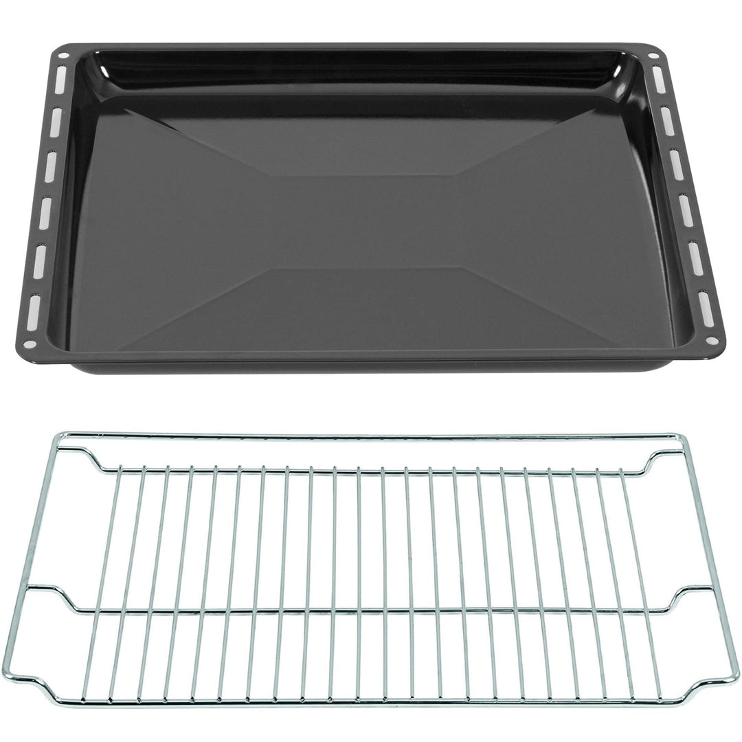 ICQN Backbleche &amp; -Gitter mm Set 465 x 370 x 30 mm, Emailliert Fettpfanne, Verchromt Backofenrost un