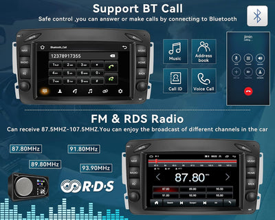 Android 11 Autoradio für Mercedes Benz W203 CLK W209 C-Klasse Autoradio Bluetooth 2 Din mit Navi 7 Z