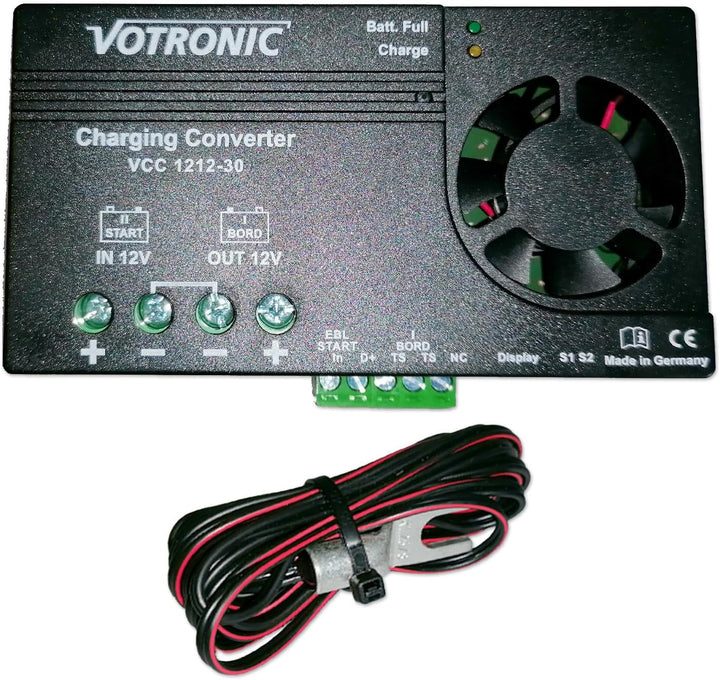 Zweitbatterieset | Votronic VCC 1212-30 Ladebooster | 12V 30A | 6m 10mm² Kabel | Batteriehalter VW T