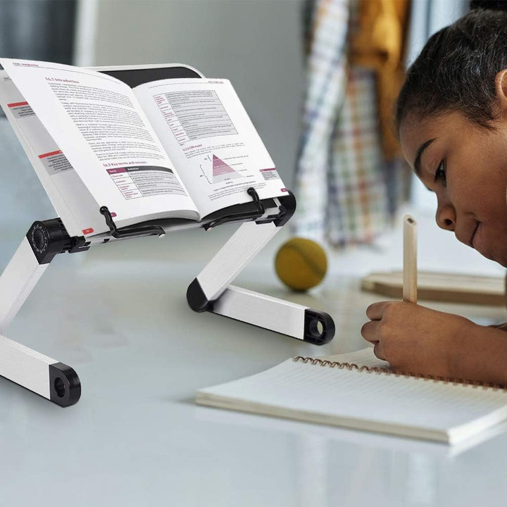 LYFETC Schwarzer Bücherständer Leseständer mit Stützfüssen, winkelverstellbar ergonomisch, Buchhalte