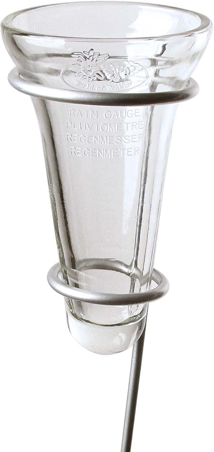 Esschert Design Regenmesser, Niederschlagsmesser, Glaseinsatz inkl. Halterung aus Zink, ca. 12 cm x