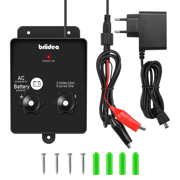 HEFC-04DE 230V Weidezaungerät, Briidea 2-Meile 8 Acres 2-in-1 Elektrischer Zaunladegerät betrieben v