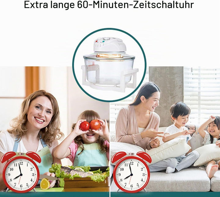 Glas-Luftfritteuse, 360 Grad Sichtbare ölfreie Lebensmittelfritteuse, 12 L Elektrische Fritteuse mit