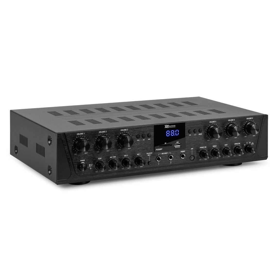 Power Dynamics PV260BT Verstärker mit Bluetooth - 6 Kanal Bluetooth-Receiver mit 600 Watt Leistung,