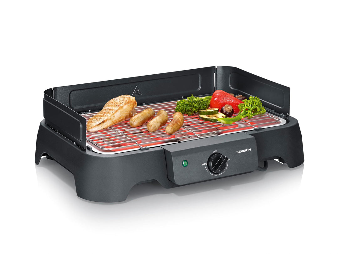 Severin Elektrogrill, Temperaturen 35-200 Grad Celsius, schnelles Aufheizen, 38x22 cm, Tischgrill mi
