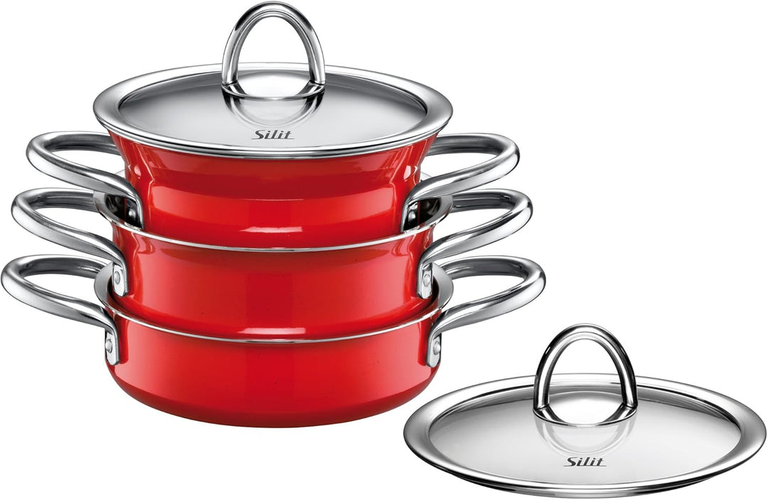 Silit miniMAX Topfset Induktion 3-teilig, Kochtopf Set mit Metalldeckel, Pfanne, Silargan Funktionsk