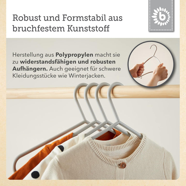 Bieco Kleiderbügel Kinder 32 St. Grau | Länge ca 30 cm | Baby Kleiderbügel | Kinder Kleiderbügel | B
