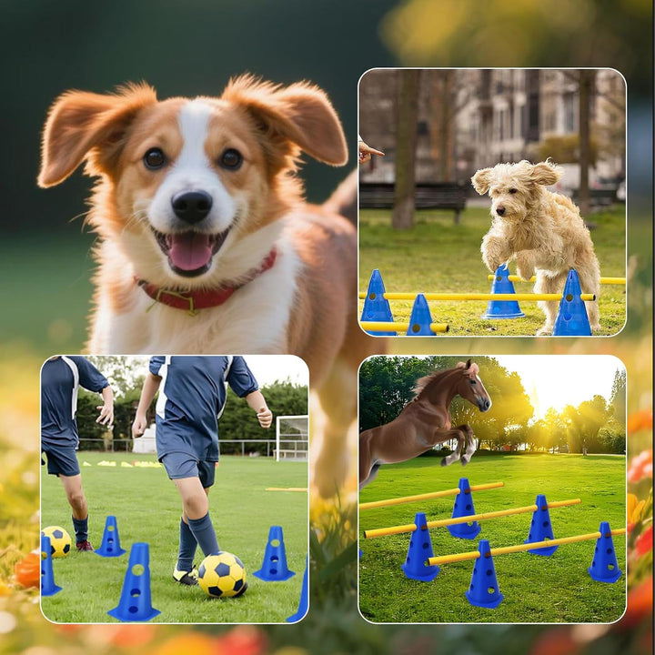 4 Stück Steckhürdenset Grosse Hunde, Hundeparcours Kegel Plastik Agility Set Hunde Klein Indoor Eins