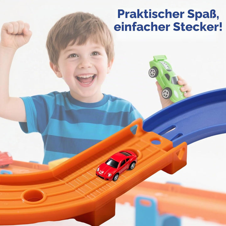 8 Stück Gebogene Schienenstücke Kompatibel mit Hot Wheels Spielzeugautos, ABS Rennstreckenverbinder