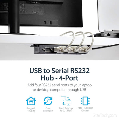 StarTech.com USB-Port auf 4 RS-232 Adapter (Serieller Adapter mit einem robusten Gehäuse, USB auf RS