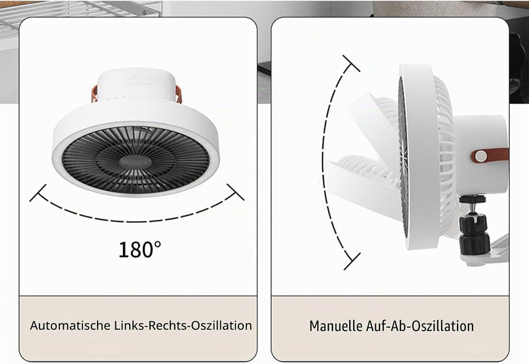 Haofy Kleiner oszillierender Wandventilator mit Fernbedienung, Nachtlicht, 3 Geschwindigkeitsstufen,