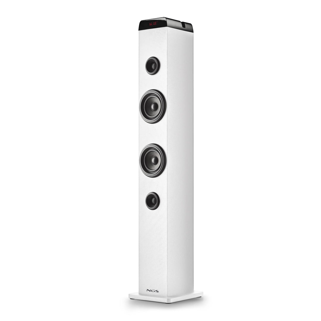 NGS Sky Charm Pro White - Soundturm, 50 W, mit Bluetooth 5.4, Optisch, USB, AUX-IN, FM-Radio, Broadc