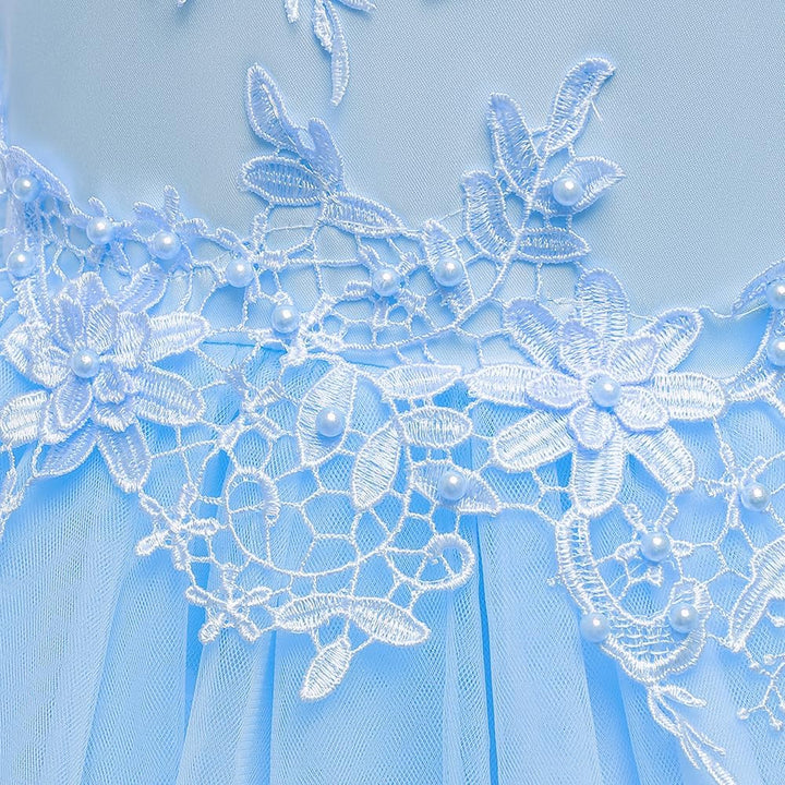 LOLANTA Festliches Kleid Mädchen, Prinzessin Kleider Mädchen Hochzeit, Rosa/Weiss/Blaues Tüllkleid f