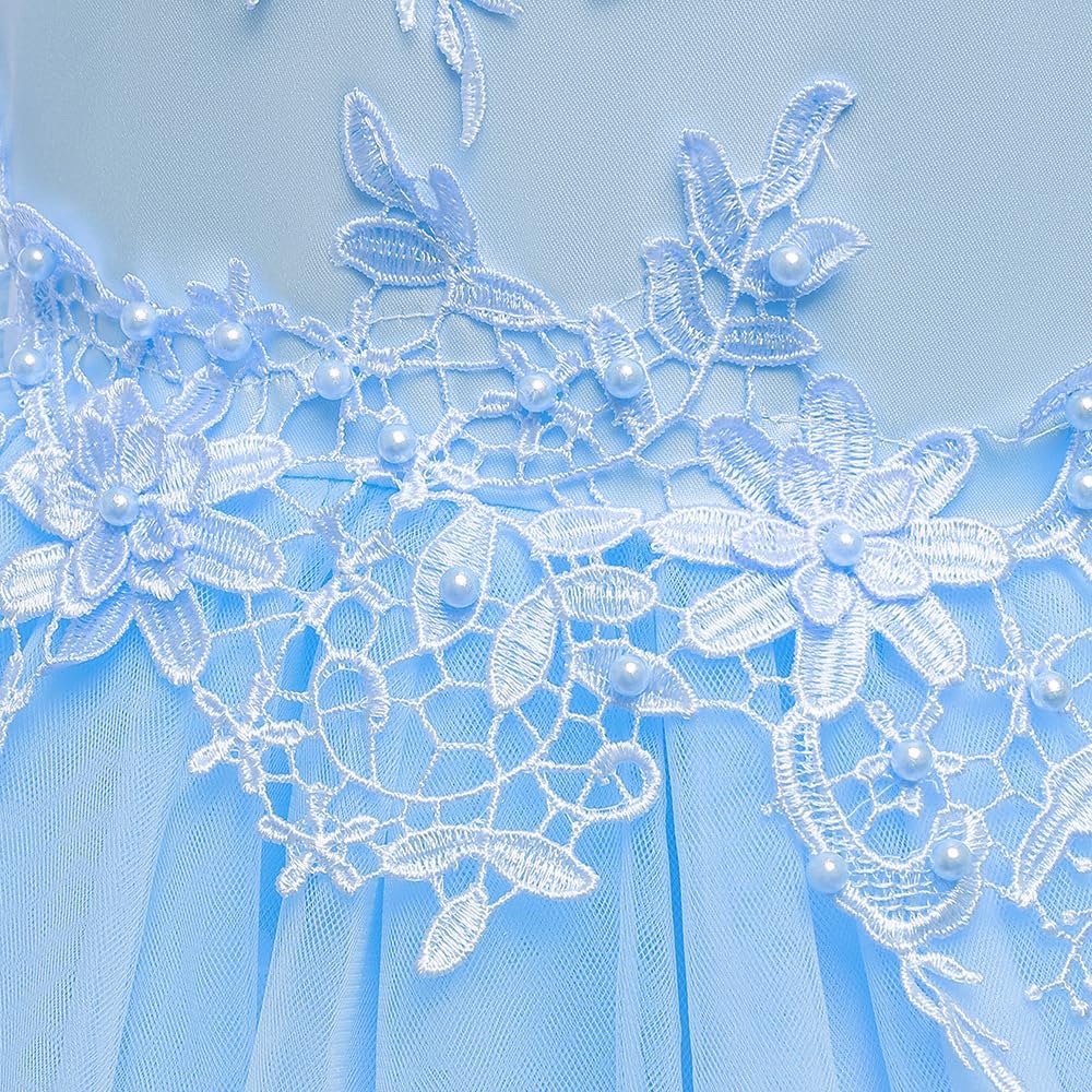 LOLANTA Festliches Kleid Mädchen, Prinzessin Kleider Mädchen Hochzeit, Rosa/Weiss/Blaues Tüllkleid f