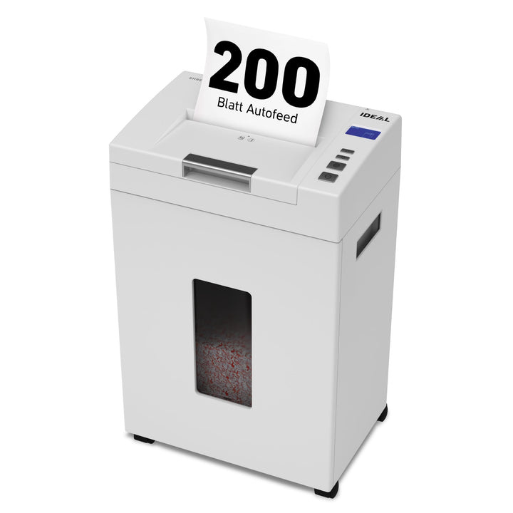 Autofeed Aktenvernichter IDEAL Shredcat 8292, 200 Blatt Papierstapel mit automatischem Einzug schred