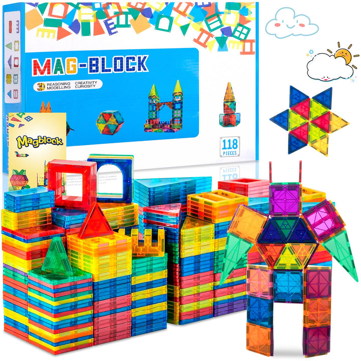 118Pcs Magnetische Bausteine Spielzeug, Magnetisches Bauspielzeug, Puzzle Baustein Spielzeug, Magnet